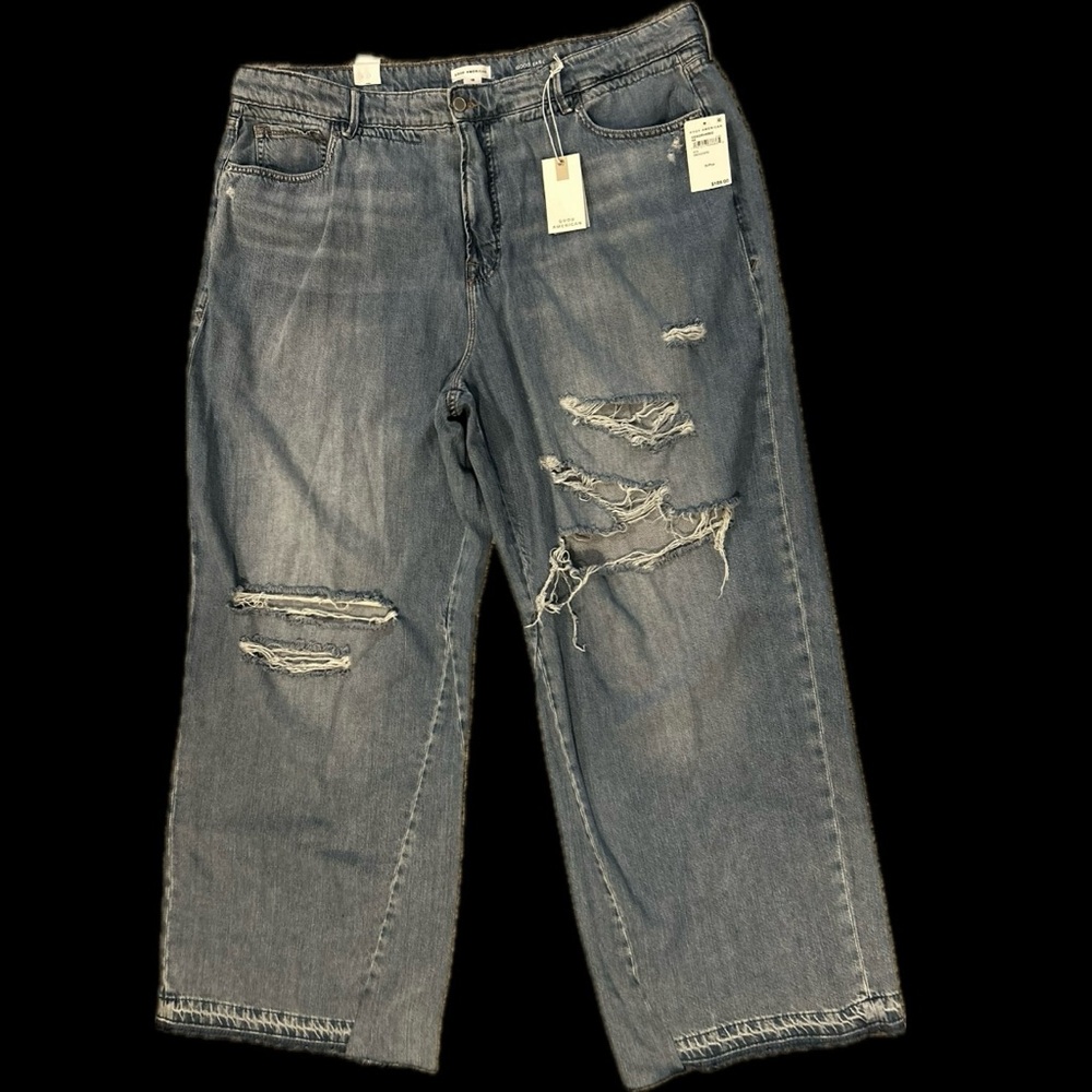 Good American Mid-Rise Relaxed Distressed Jeans